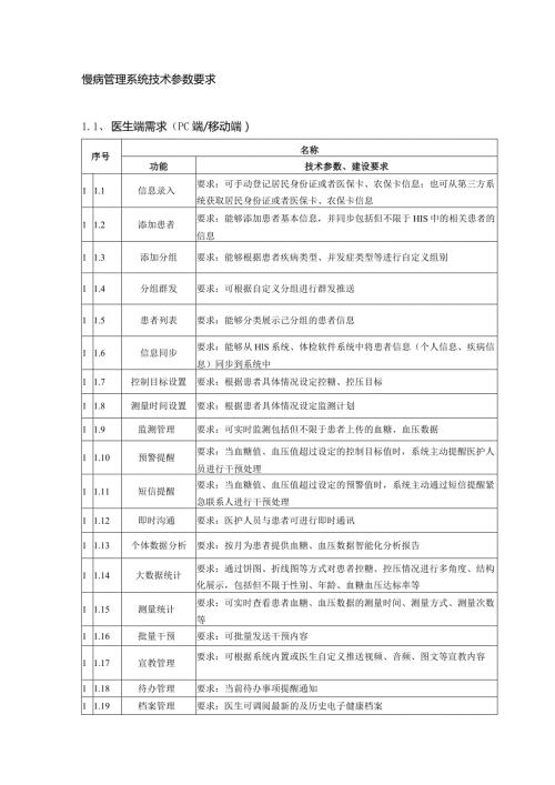 慢病管理系统技术参数要求.docx