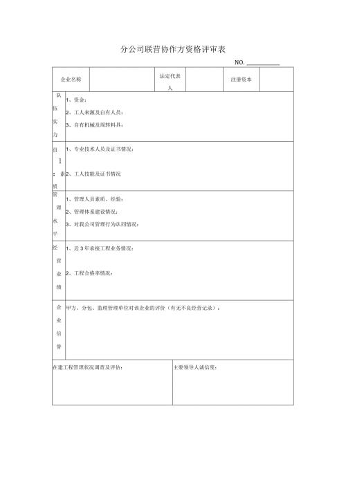 房地产总承包项目分公司联营协作方资格评审表.docx