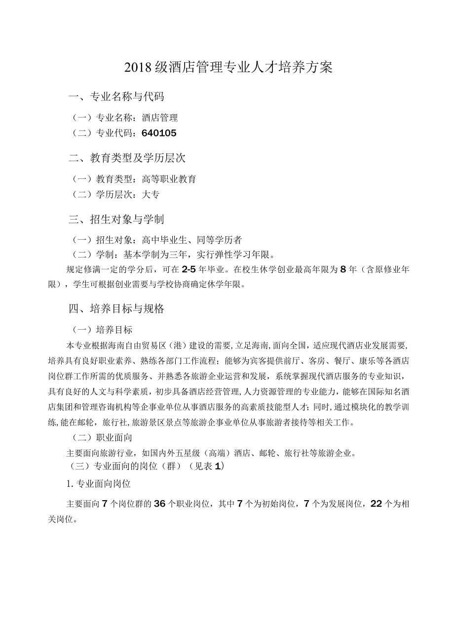 级酒店管理专业人才培养方案.docx_第1页