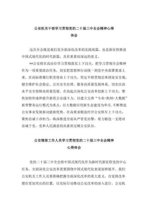 公安机关干部学习贯彻党的二十三中全会精神心得体会8篇（精选）.docx