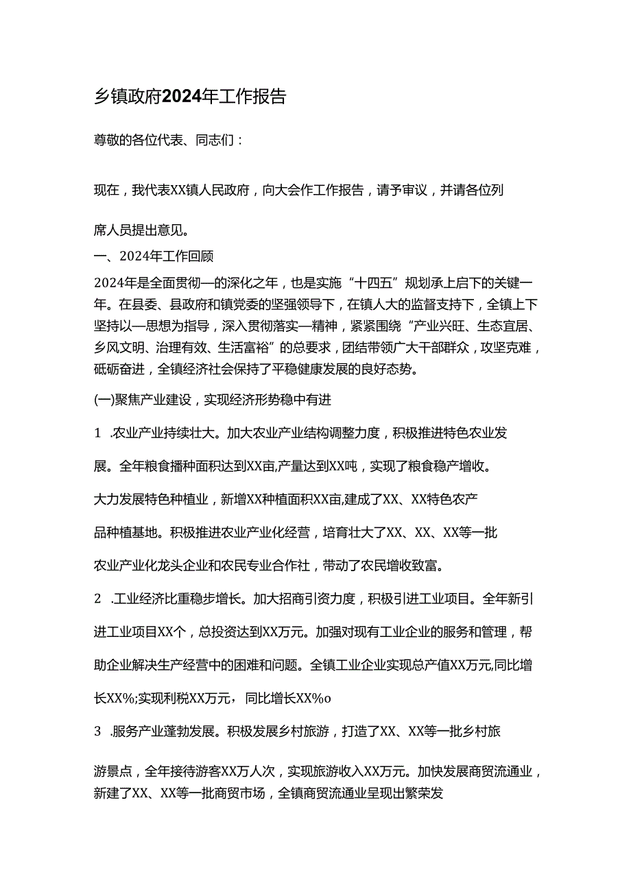 乡镇政府2024年工作报告.docx_第1页
