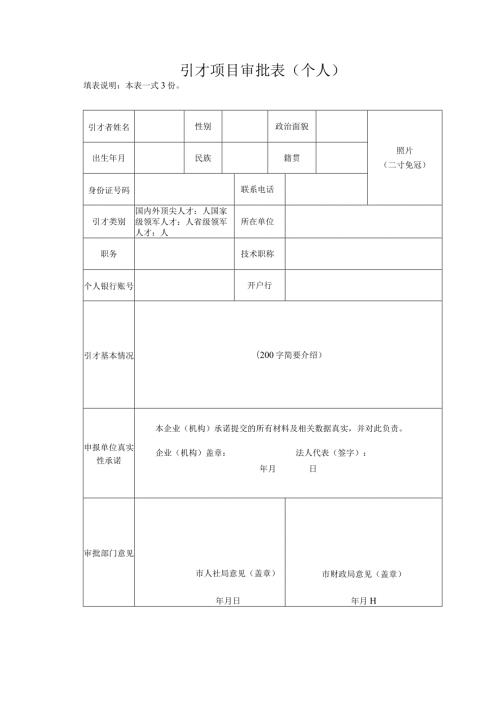 引才项目审批表个人.docx
