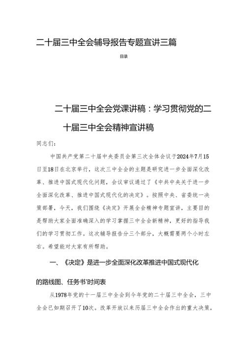 二十三中全会辅导报告专题宣讲三篇.docx