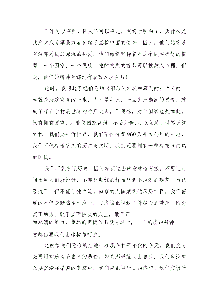 南京大屠杀死难者国家公祭日心得体会范本大全.docx_第3页