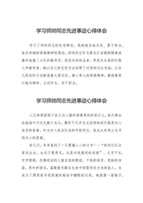 学习师帅同志先进事迹心得体会八篇.docx