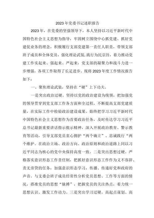 2023年央企单位党委书记述职报告 合计5份.docx