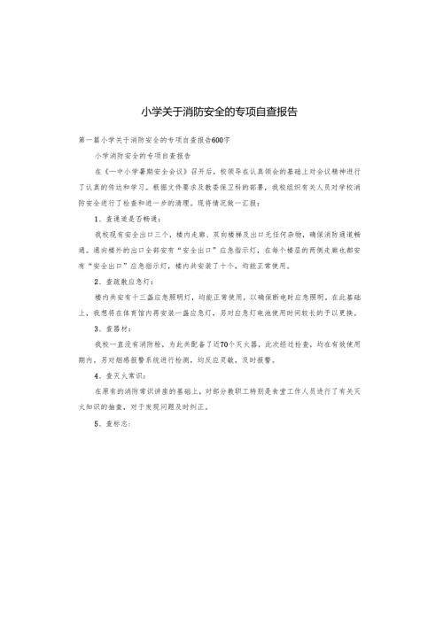 小学关于消防安全的专项自查报告.docx