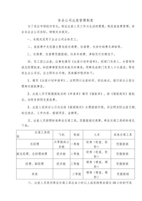 食品公司出差管理制度.docx