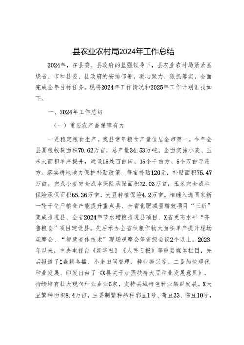 县农业农村局2024年工作总结.docx