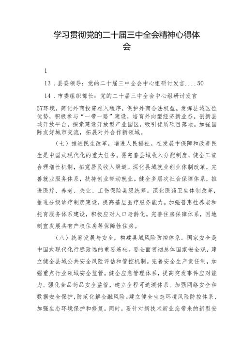 2024专题合集093：学习贯彻党的二十三中全会精神心得体会（各类人员18篇）.docx