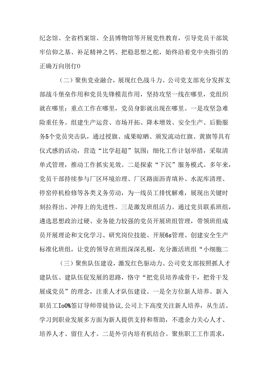 国有企业党支部2024年抓基层党建工作总结二篇.docx_第2页