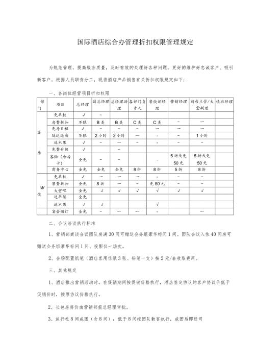国际酒店综合办管理折扣权限管理规定.docx