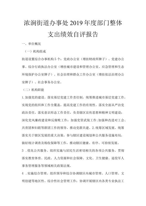 浓洄街道办事处部门整体支出绩效自评报告.docx