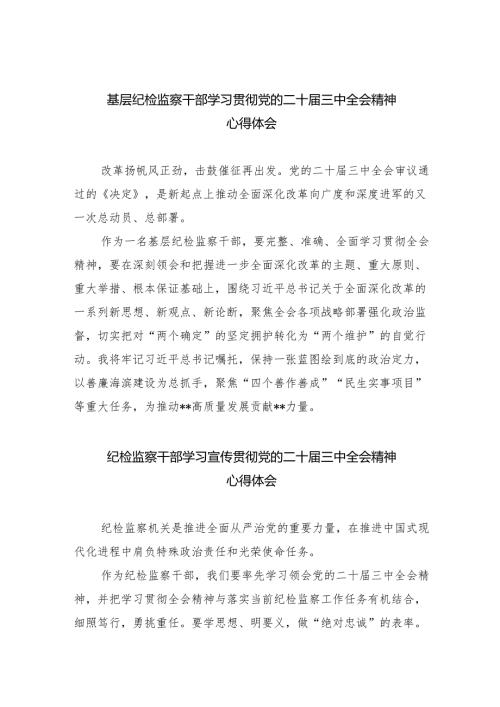 （9篇）基层纪检监察干部学习贯彻党的二十三中全会精神心得体会集合.docx