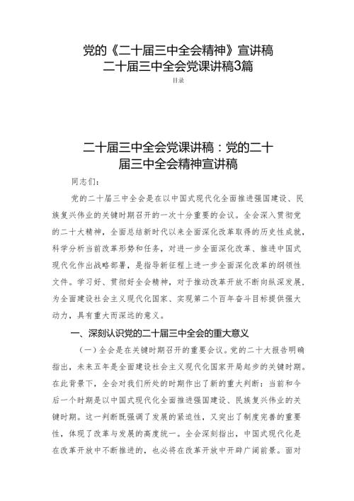 党的《二十三中全会精神》宣讲稿二十三中全会党课讲稿3篇.docx