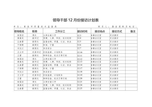 领导干部12月份接访计划表.docx
