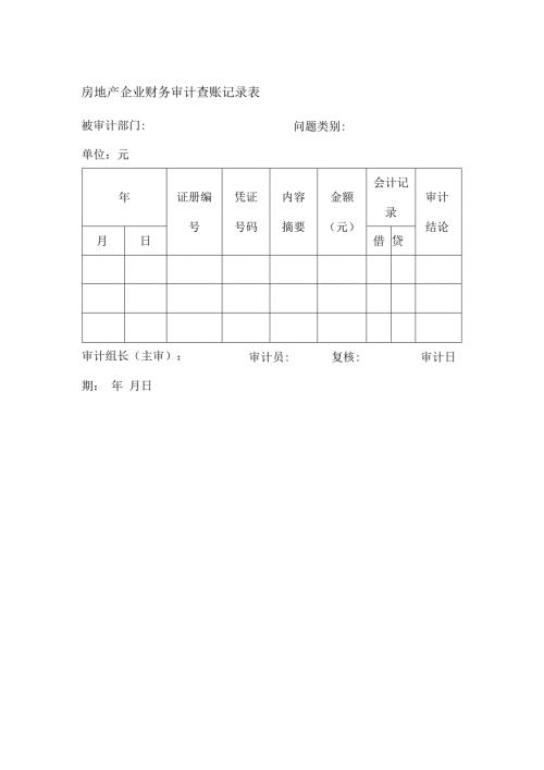 房地产企业财务审计查账记录表.docx