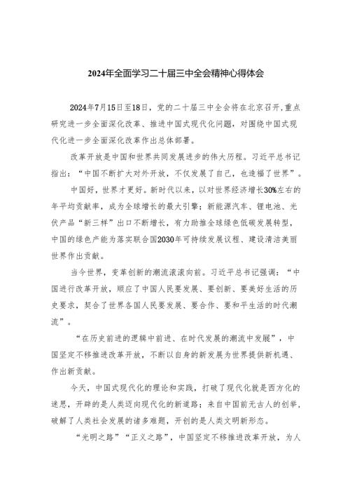 （12篇）2024年全面学习二十三中全会精神心得体会（详细版）.docx