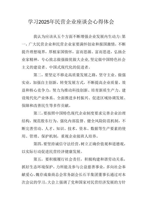2025年私营企业学习民营企业座谈会个人心得感悟 （11份）.docx