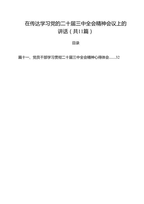 （11篇）在传达学习党的二十三中全会精神会议上的讲话汇编.docx