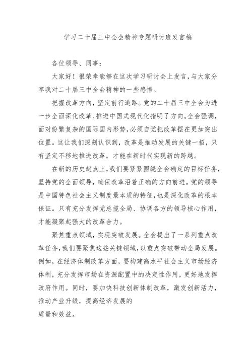 2024年开展《学习二十三中全会精神》专题研讨班发言稿（3份）50.docx