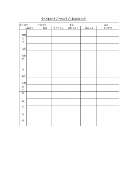 企业单位生产管理生产事前检核表.docx