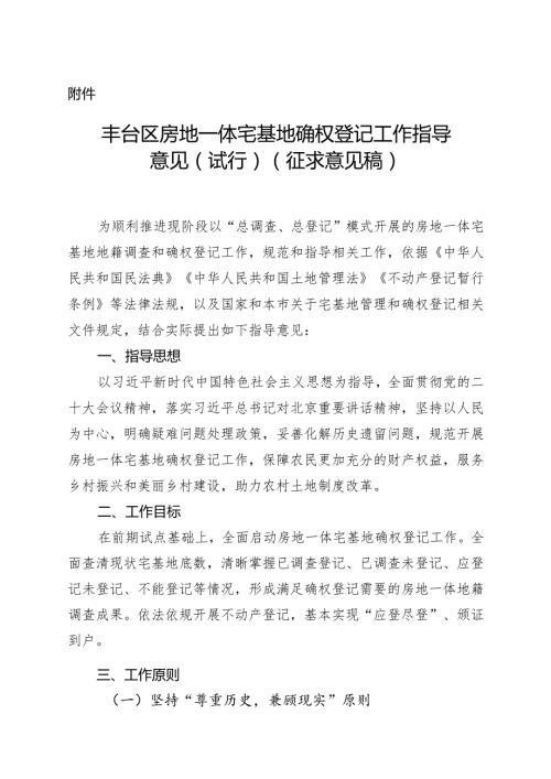 《北京市丰台区房地一体宅基地确权登记工作政策细则（征.docx