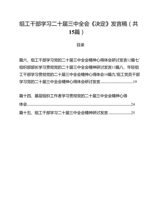 （15篇）组工干部学习二十三中全会《决定》发言稿（详细版）.docx