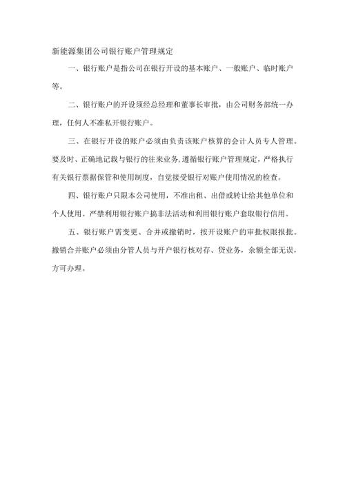 新能源集团公司银行账户管理规定.docx