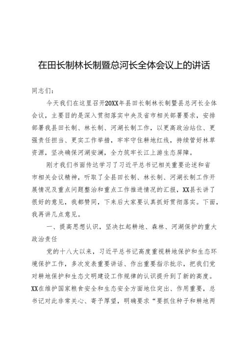 田长制林长制暨总河长全体会议上的讲话(1).docx