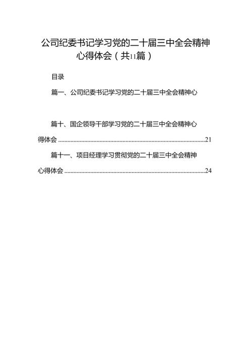 （11篇）公司纪委书记学习党的二十三中全会精神心得体会（最新版）.docx