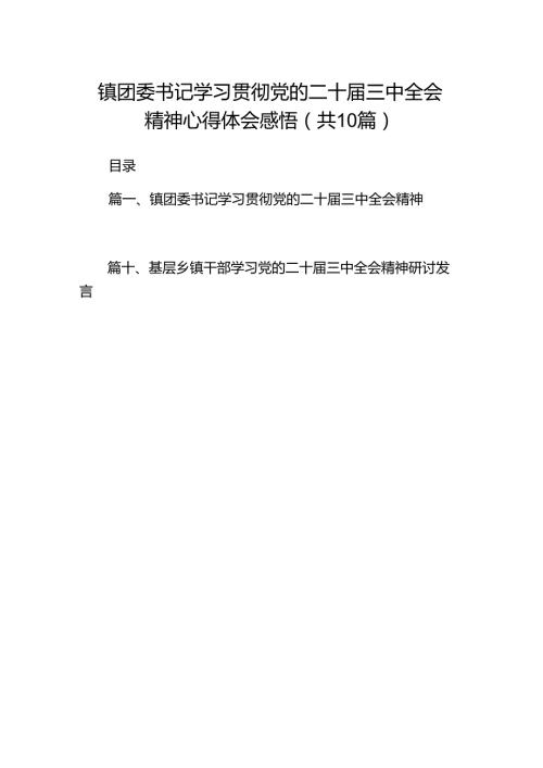 （10篇）镇团委书记学习贯彻党的二十三中全会精神心得体会感悟（精选）.docx