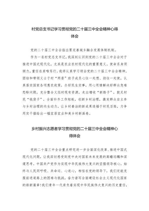 （9篇）村党总支书记学习贯彻党的二十三中全会精神心得体会合辑.docx