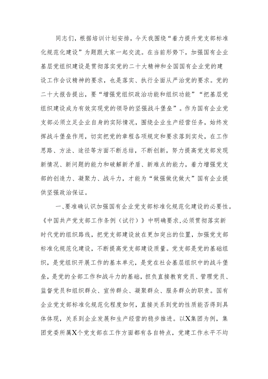 着力提升党支部标准化规范化建设讲稿.docx_第1页