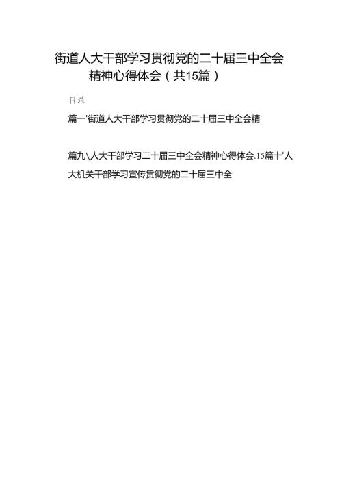 （15篇）街道人大干部学习贯彻党的二十三中全会精神心得体会范文.docx