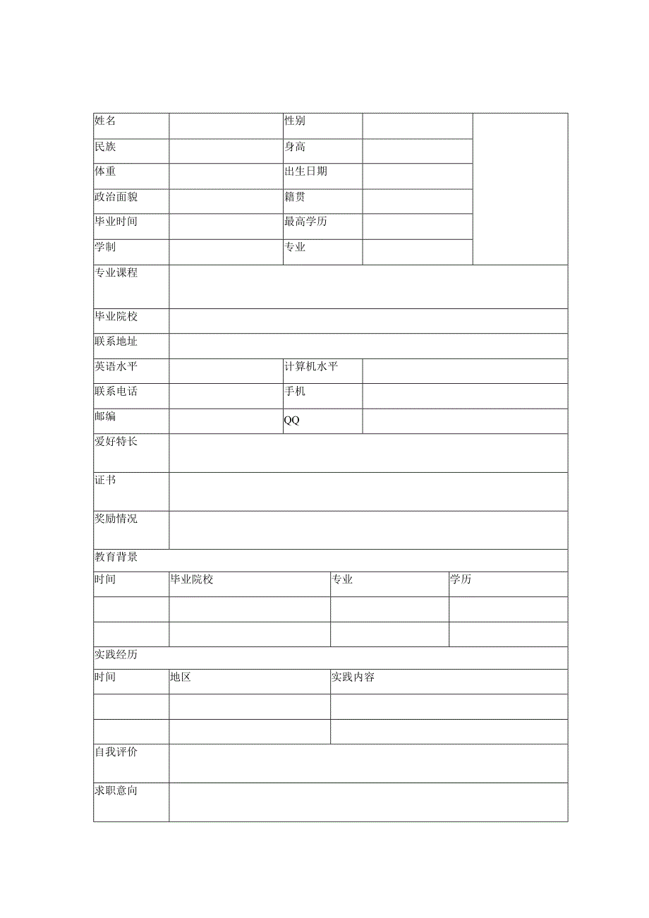 空白个人简历表格.docx_第2页