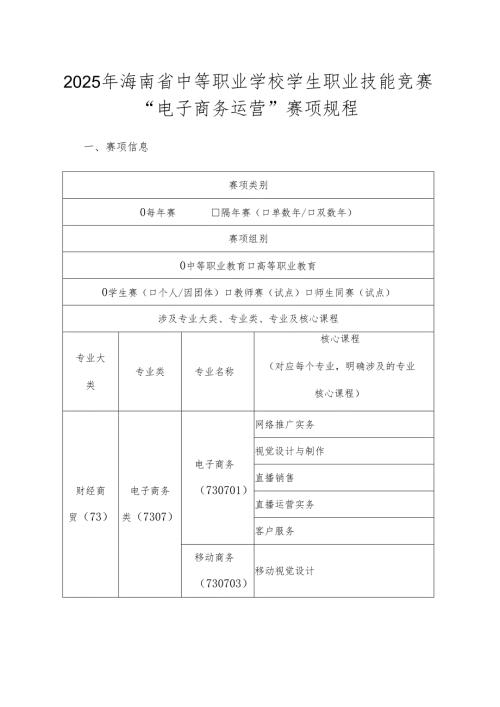 2025年海南省中等职业学校学生职业技能竞赛电子商务运营赛项规程）.docx
