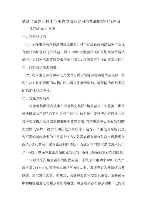 储热（蓄冷）技术应用典型项目案例熔盐储能供蒸气项目.docx