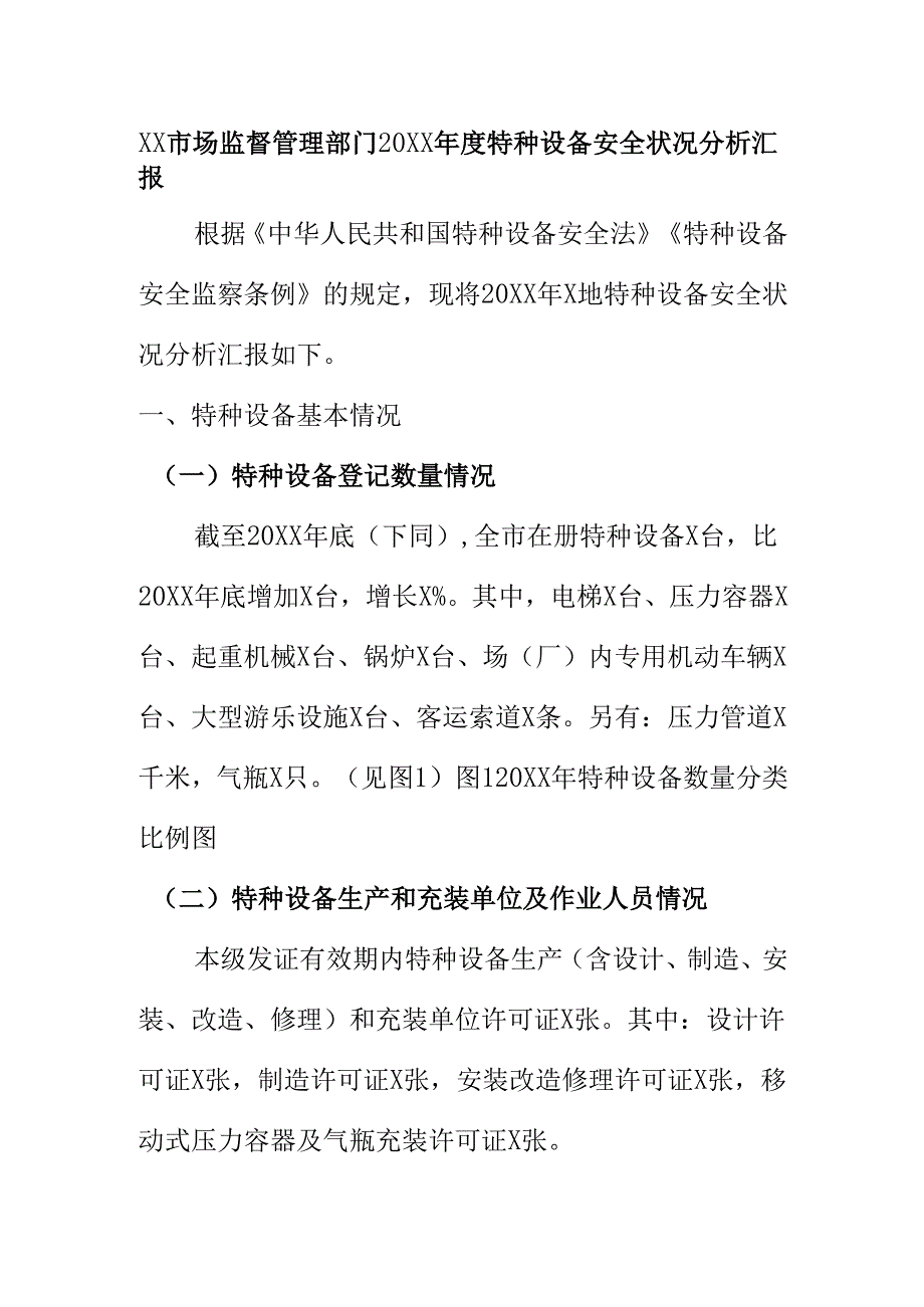 XX市场监督管理部门20XX年度特种设备安全状况分析汇报.docx_第1页