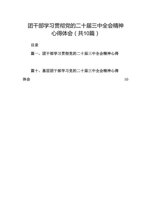 （10篇）团干部学习贯彻党的二十三中全会精神心得体会汇编范文.docx