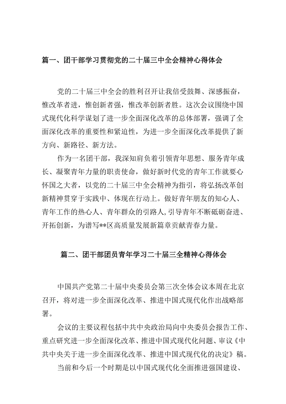 （10篇）团干部学习贯彻党的二十三中全会精神心得体会汇编范文.docx_第2页