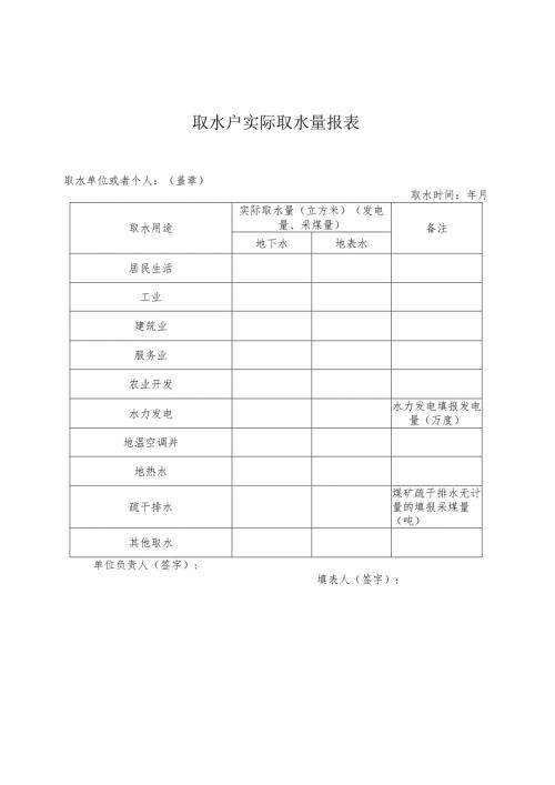 取水户实际取水量报表.docx