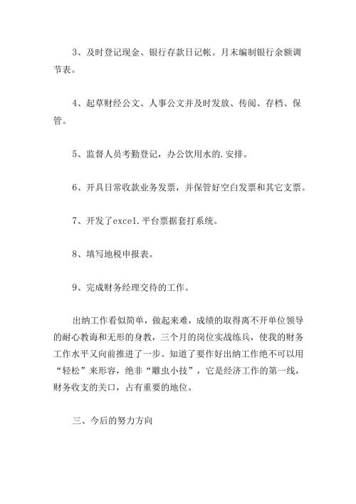 2024年财务出纳试用期工作总结20篇.docx