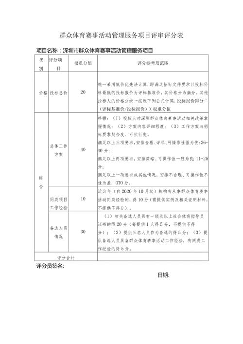 群众体育赛事活动管理服务项目评审评分表.docx