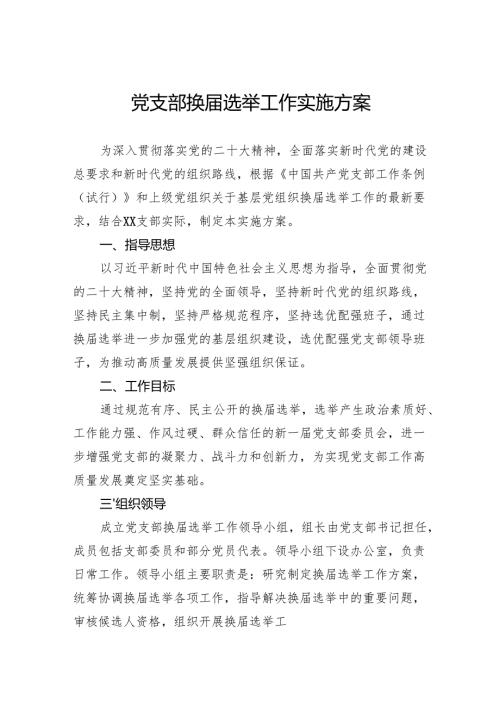 党支部换选举工作实施方案.docx