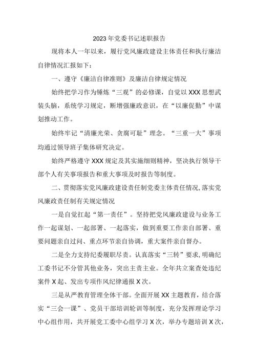 2023年二甲医院党委书记述职报告 （5份）.docx