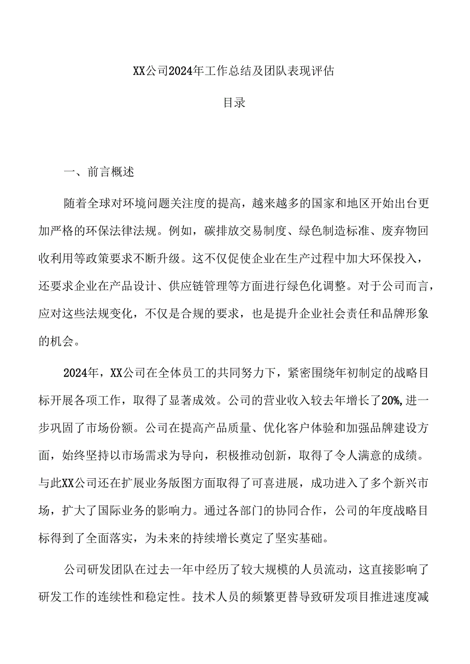 XX公司2024年工作总结及团队表现评估.docx_第1页
