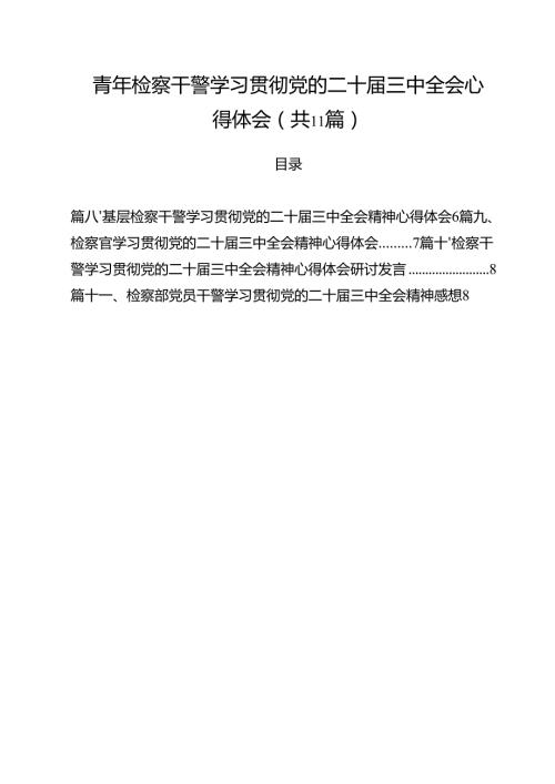 青年检察干警学习贯彻党的二十三中全会心得体会（共11篇）.docx