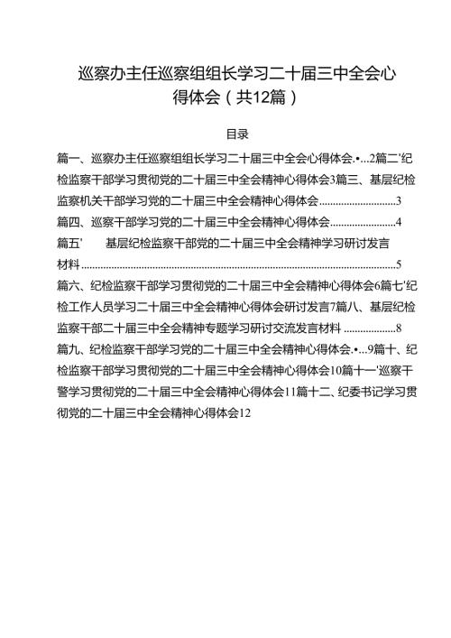 巡察办主任巡察组组长学习二十三中全会心得体会(12篇集合).docx