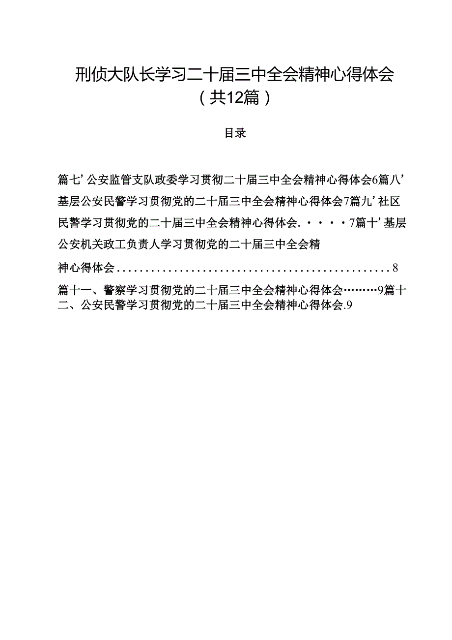 刑侦大队长学习二十三中全会精神心得体会12篇（详细版）.docx_第1页
